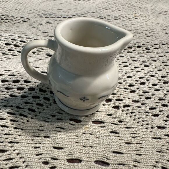 Longaberger Miniature Milk Pitcher pottery - Cream/Blue - New - Picture 5 of 7